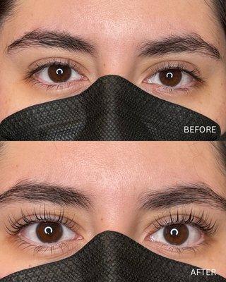 Before and after lash lift