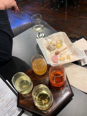 Mead flight and a finished snack plate