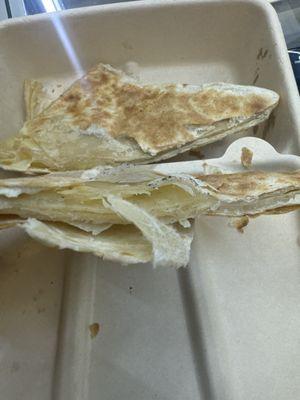 This is cheese quesadilla, tortilla was hard , of course was no cheese inside ! Very bad.