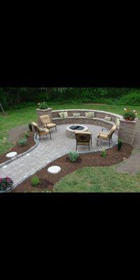 Walkway with firepit