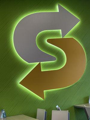 New Subway logo in the restaurant.