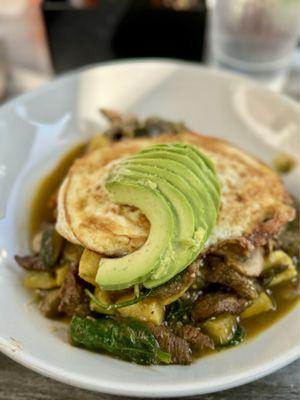 Breakfast bowl with steak tips from the special menu