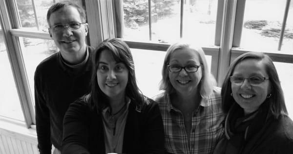 Susan and Kate help Paul & Eileen McCusker celebrate at their new home on Lake Winnipesaukee at Long Bay, Laconia...