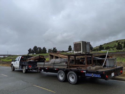 They took all this old shop metal machinery. Unloaded with forklift