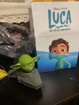 Luca happy meal with a friggin Yoda inside