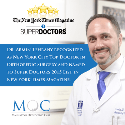 Dr. Armin Tehrany has been recognized as a Top Doctor in orthopedic surgery by Super Doctors.