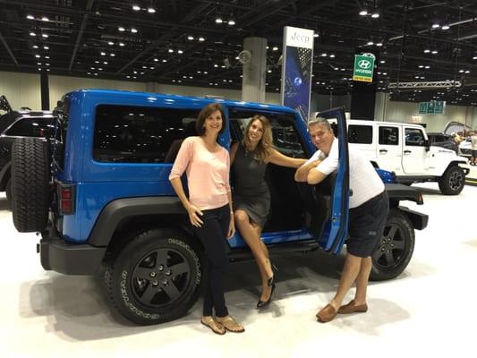 Hanging out in a Jeep Wrangler with the fam at work.