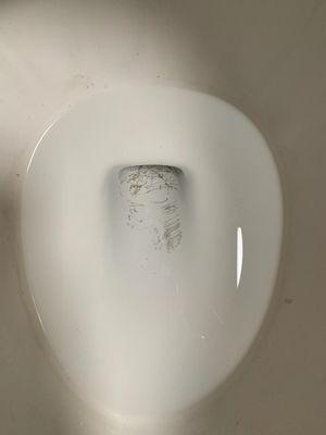 Close up of toilet scratches caused by 88 drain.