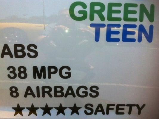 Our Green Teen fleet of cars are fuel-efficient, safe, and clean for the environment