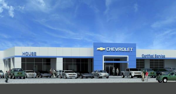 Rendering of new exterior of dealership to be completed soon.