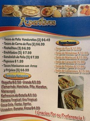 Menu (appetizers and soups)