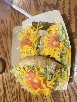 Delicious chicken and beef puffy tacos