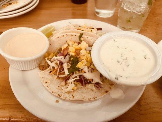 Fish Tacos w/ Chipotle sauce and Cilantro ranch