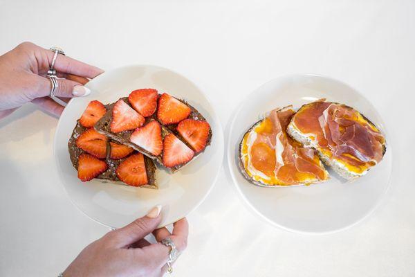 Seasonal Jam & Prosciutto and Strawberry & Nutella Toasts