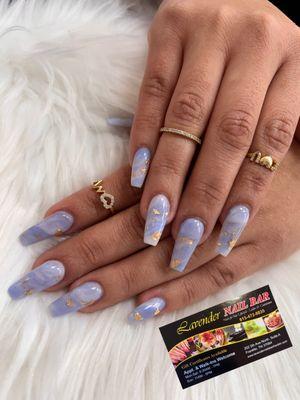 Lavender nails bar marble design