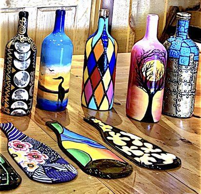 More Attractive Hand-Painted Wine Bottles