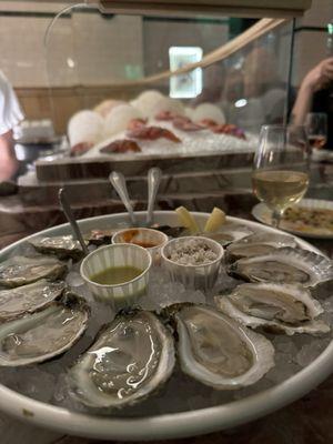 Raw oysters and clams