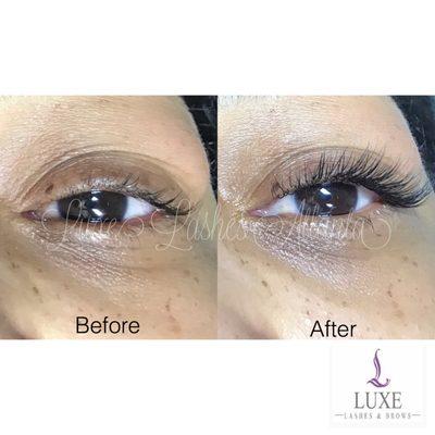 Before and After eyelash TRANSFORMATION at Luxe Lashes