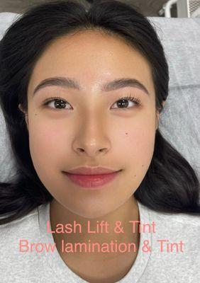 Lash Lift & Tint 
natural lash curl/perm result can last 5-6 weeks