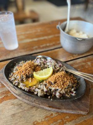 Pork Original Sisig Kapampangan with Chicharon and Egg