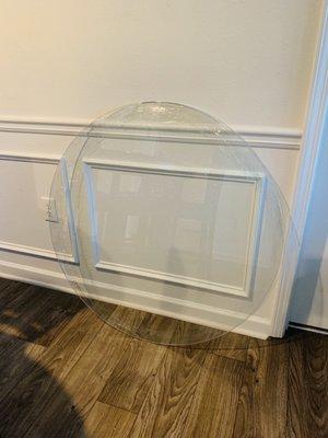 Round glass specifically cut