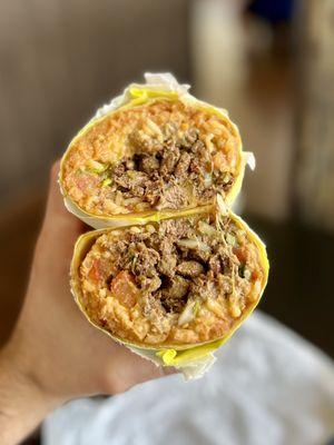 Carne asada burrito with cheese