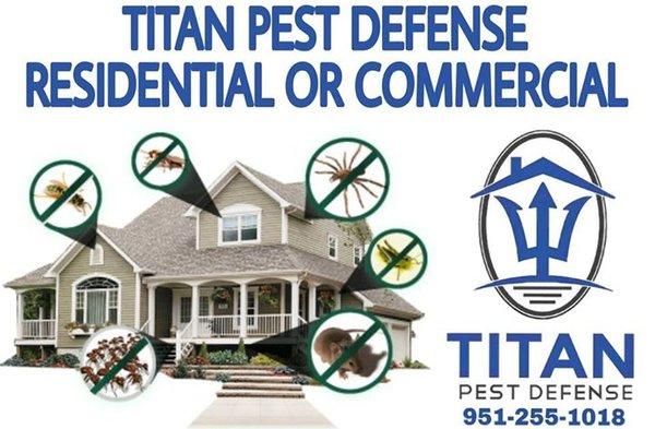 Titan Pest Control is a local and family owned company dedicated to managing the seasonal invaders and unwanted pests. Call 951-255-1018.