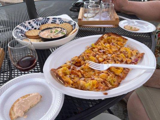 Cajun Dip,  Raspberry Chipotle Chicken Flatbread