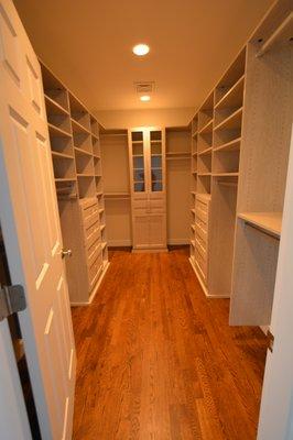 Walk in closet in Wellesley whole home renovation.