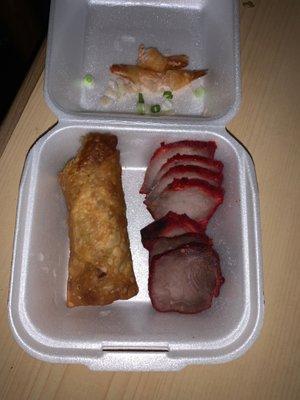 Egg roll and BBQ Pork