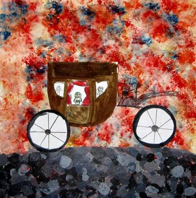 Watercolor Carriage- Student art, mixed media class