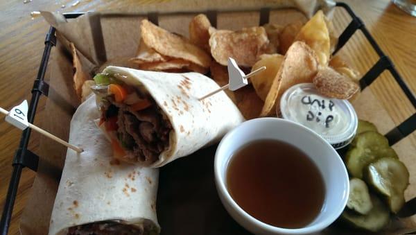 Prime rib wrap & homemade potato chips