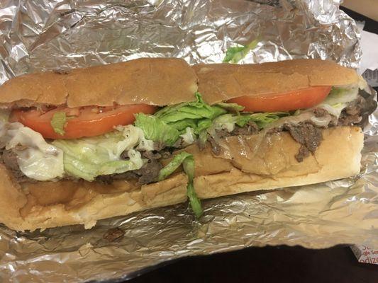 Cheesesteak the works !! It was phenomenal the hoagie was soft and just everything melted together. Good price -7.75$