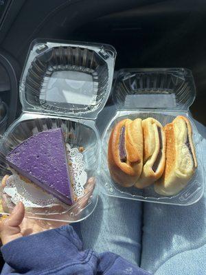 Ube cheesecake and ube sweet bread