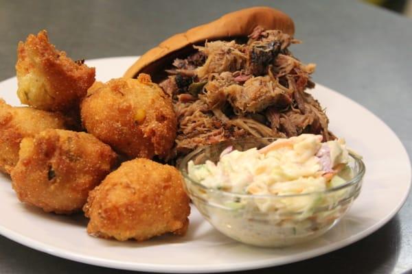 Serious BBQ and hushpuppies at the Blue Biscuit.