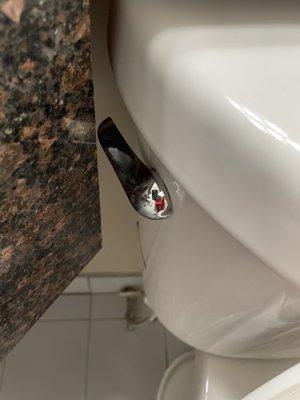 Toilet handle was hard to reach it was too close to the sink