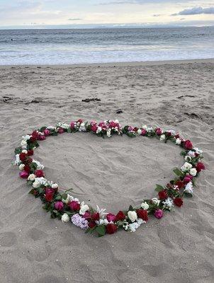 An arrangement for a proposal on the beach! And yes, she said YES!