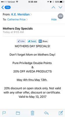 Discount on Aveda!!!!!