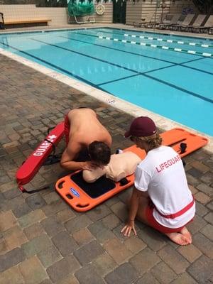 Lifeguard team in training scenario