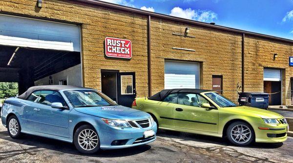 Rust Checked these two Saab's to protect them from rust and corrosion