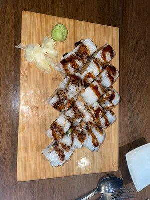 Fried Sweet Potato Roll and Eel Avocado roll