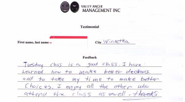 hand written testimonials