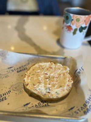 Zaatar Bagel with Garden Veggie Schmear