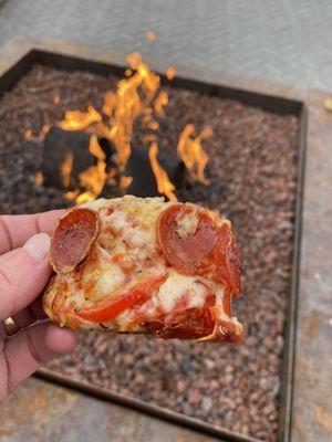 Peppadew pepper pepperoni pizza