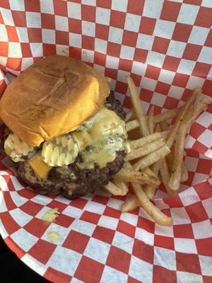 Burger and Skinny fries