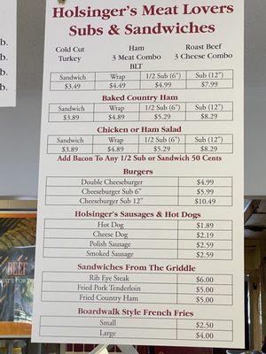 Menu board