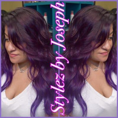 Beautiful Purple Balayage ombré! Using Pravana Vivids Color.