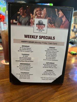 Come enjoy our weekly specials!