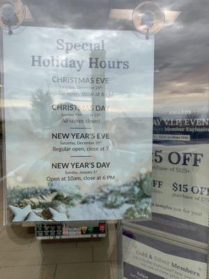 Holiday hours