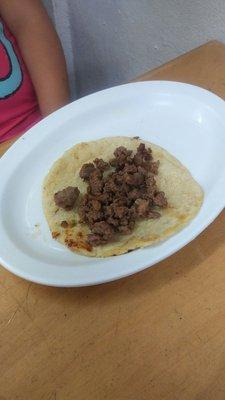 Plain taco de asada. These hand made tortillas are everything!